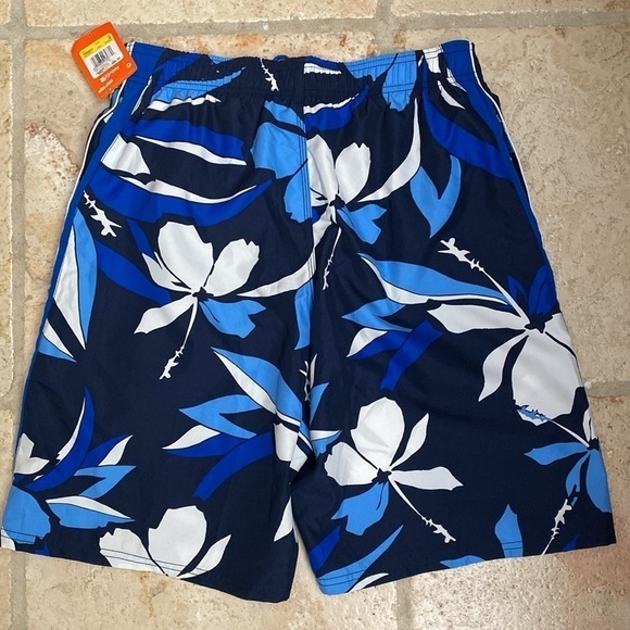 NWT Nike Swim trunks board shorts Men’s M blue Tropical Pull On Beach Coastal - Picture 2 of 15